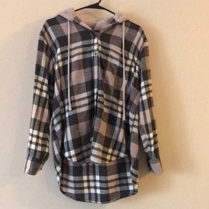 American Eagle Flannel with Sherpa Hood